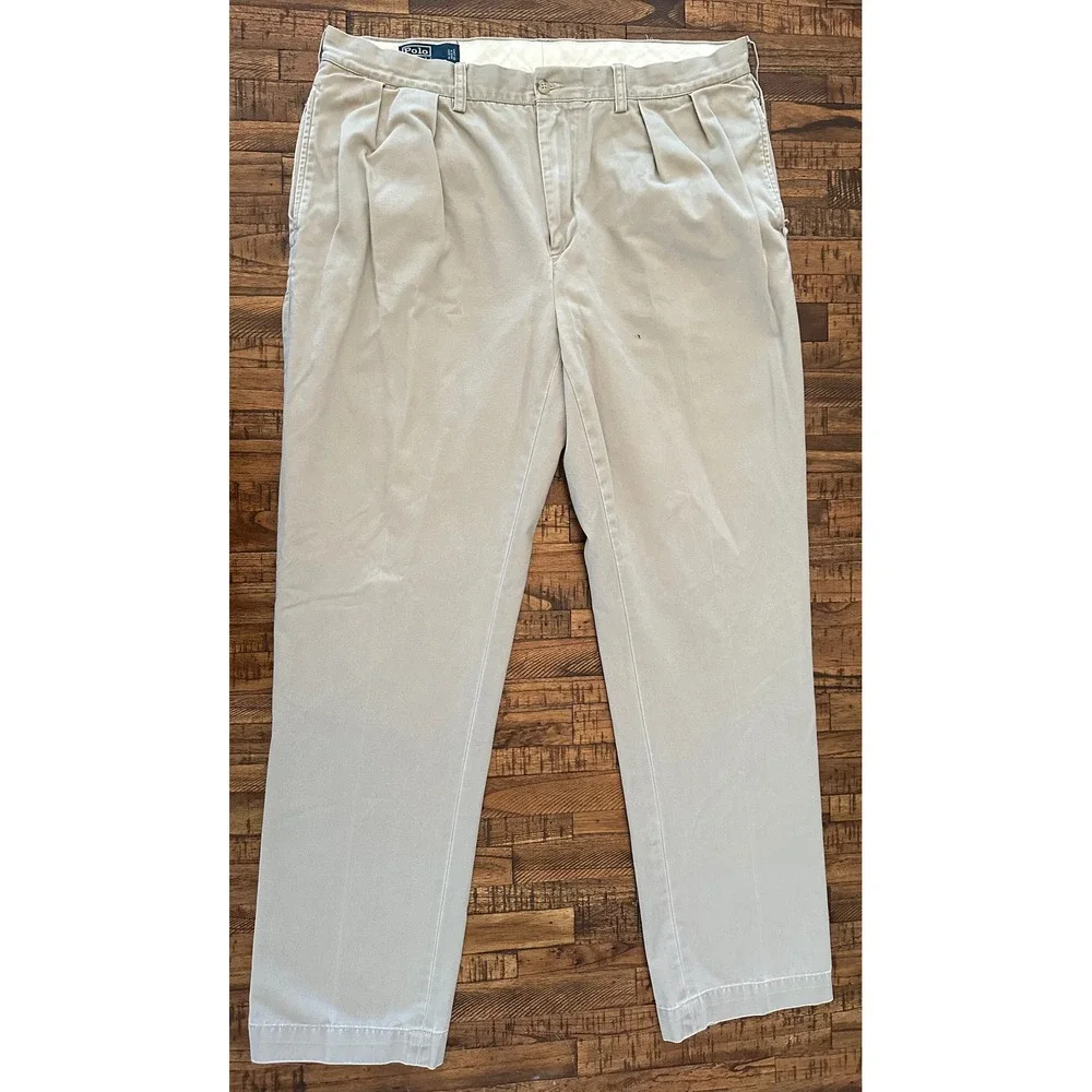 Polo Ralph‎ Lauren Ethan Pant Men's Khaki Beige Cotton Trousers Pony Logo 38x34